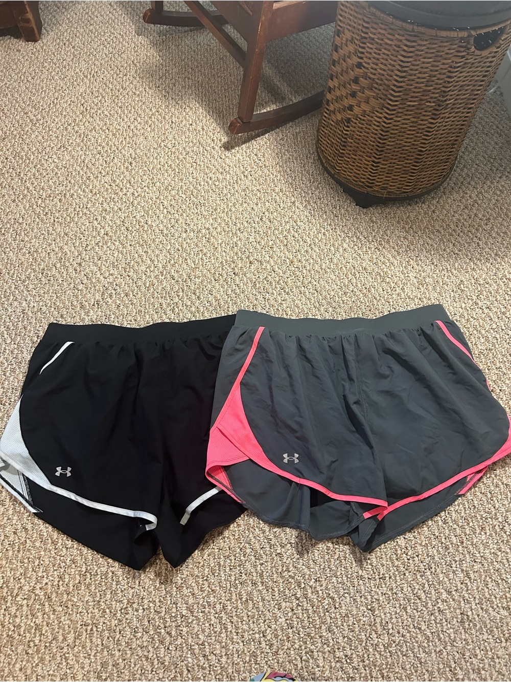 Under Armour Women’s Black Shorts & Gray Shorts with Pink Trim